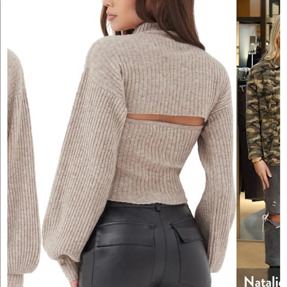 4TH & RECKLESS Elm Cutout Funnel Neck Sweater - Picture 2 of 6